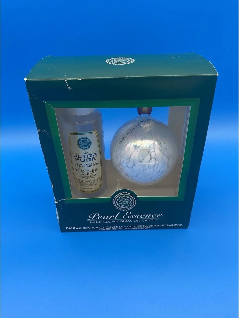 Lamplight Farms Pearl Essence White Hand-Blown Glass Oil Candle Set - New
